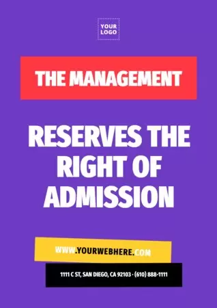 Edit a Right of Admission template