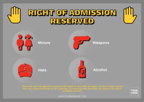 Edit a Right of Admission template