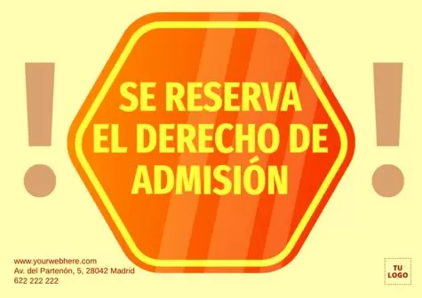Editar un cartel de Derecho de Admisión