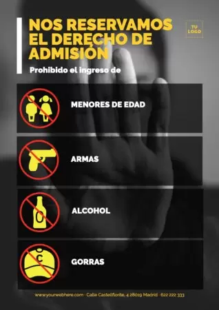 Editar un cartel de Derecho de Admisión