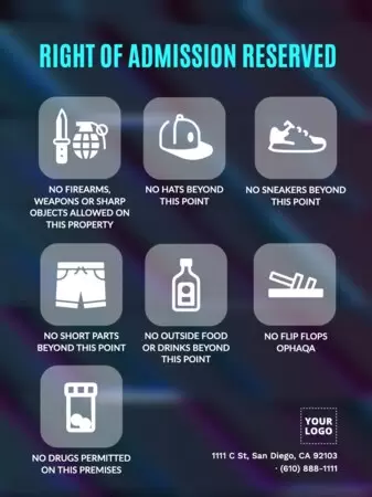 Edit a Right of Admission template