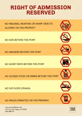 Edit a Right of Admission template