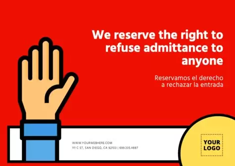 Edit a Right of Admission template