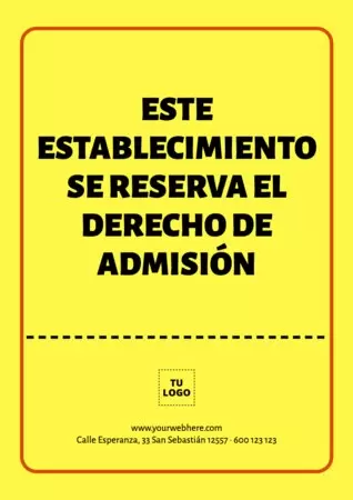 Editar un cartel de Derecho de Admisión
