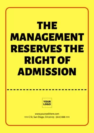 Edit a Right of Admission template