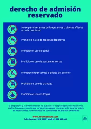 Editar un cartel de Derecho de Admisión