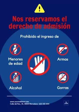 Editar un cartel de Derecho de Admisión