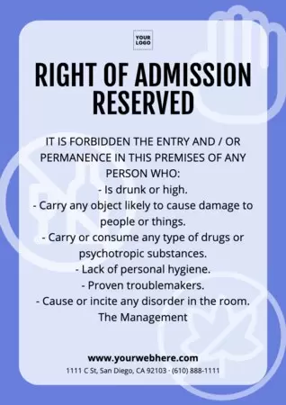 Edit a Right of Admission template