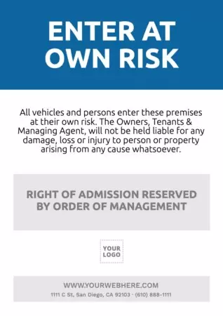 Edit a 'Right of Admission' template