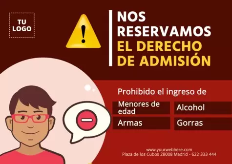 Editar un cartel de Derecho de Admisión