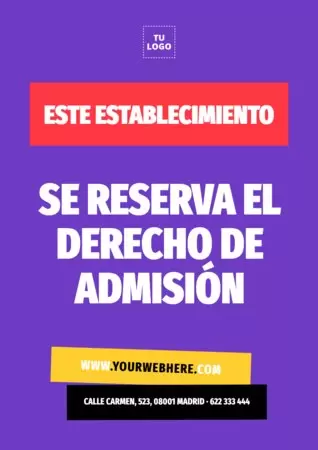 Editar un cartel de Derecho de Admisión