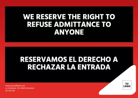 Editar un cartel de Derecho de Admisión