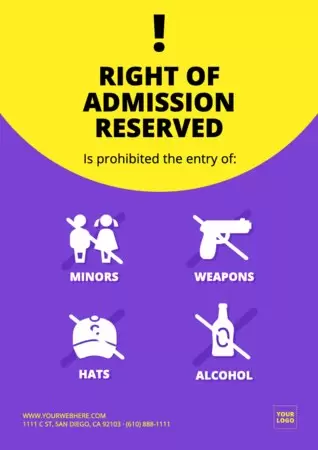 Edit a Right of Admission template