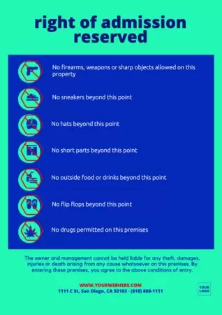 Edit a Right of Admission template