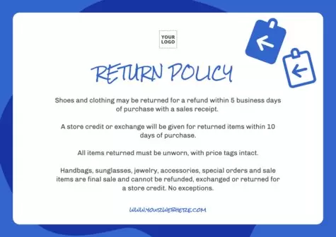 Edit a design about return policies