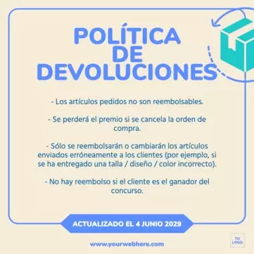 Edita un diseño sobre políticas de devolución