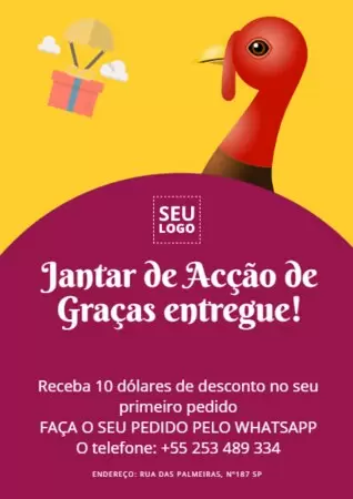 Edite um cardápio de Ação de Graças