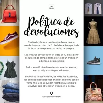 Edita un diseño sobre políticas de devolución