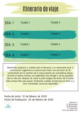 Edita un itinerario de viaje