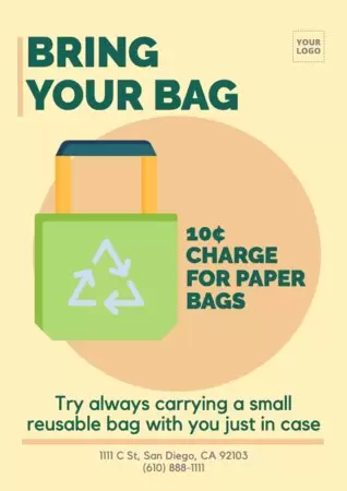 Edite um cartaz de traga sua própria sacola