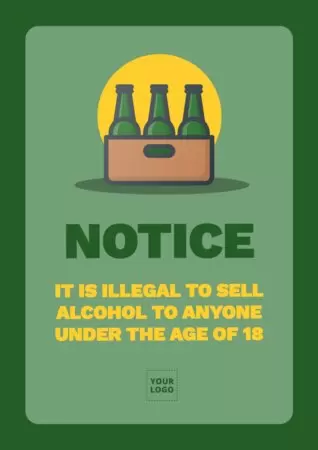 Bearbeite ein Schild zum Verkaufsverbot von alkoholischen Getränken an Minderjährige