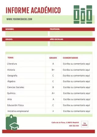 Edita un boletín de notas para alumnos