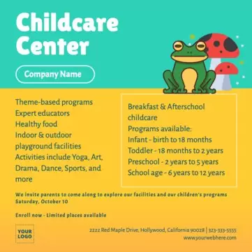 Bearbeite eine Flyer-Vorlage zum Thema Kinderbetreuung