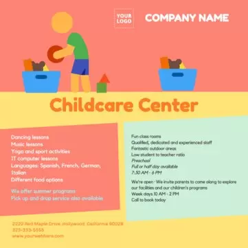 Bearbeite eine Flyer-Vorlage zum Thema Kinderbetreuung