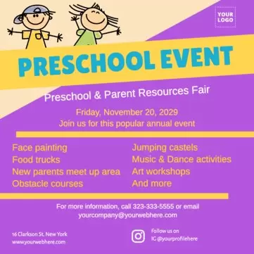 Bearbeite eine Flyer-Vorlage zum Thema Kinderbetreuung