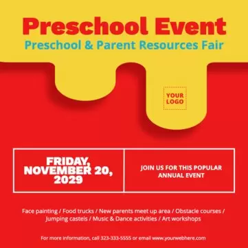 Bearbeite eine Flyer-Vorlage zum Thema Kinderbetreuung