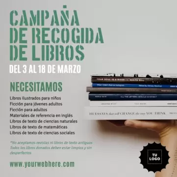 Edita un folleto de campaña de recogida de libros