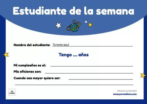 Edita un diseño del estudiante de la semana