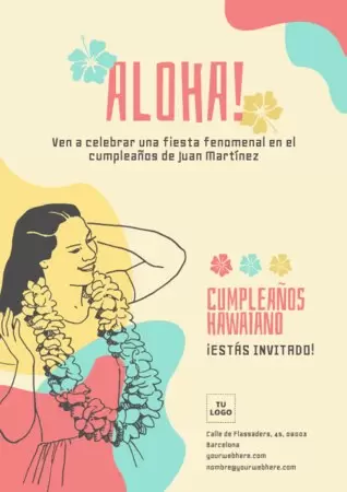 Edita un flyer de fiesta hawaiana