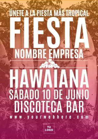 Edita un flyer de fiesta hawaiana