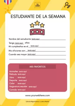 Edita un diseño del estudiante de la semana