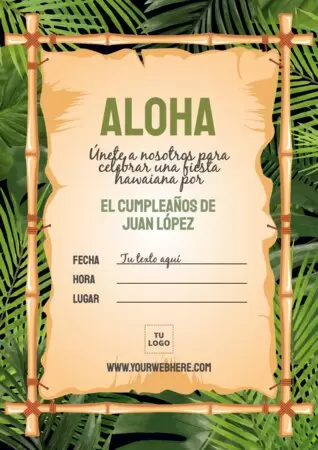 Edita un flyer de fiesta hawaiana