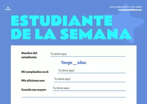 Edita un diseño del estudiante de la semana