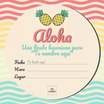 Plantillas de invitaciones Fiesta Hawaiana editables