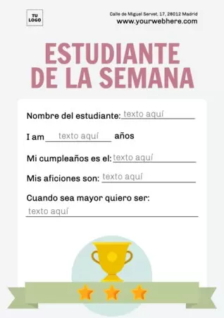 Edita un diseño del estudiante de la semana