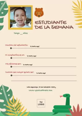 Edita un diseño del estudiante de la semana