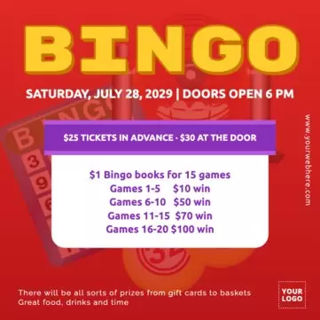 Edit a bingo night design