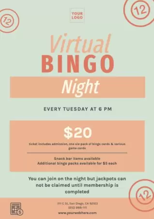 Bearbeite eine Vorlage für Bingo Abende