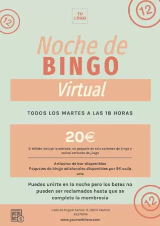 Edita un diseño para noches de bingo