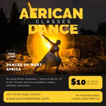 Bearbeite ein Design für Tanzkurse