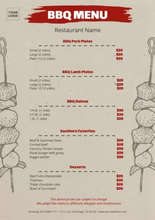 Edit a BBQ menu design