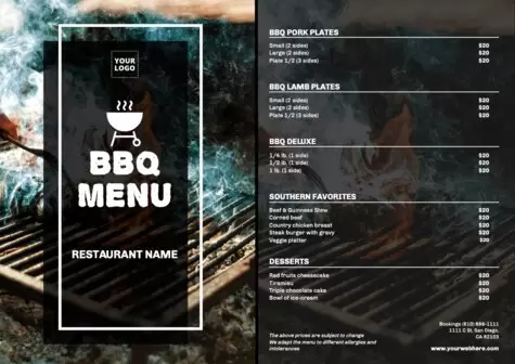 Edite um menu de churrasco