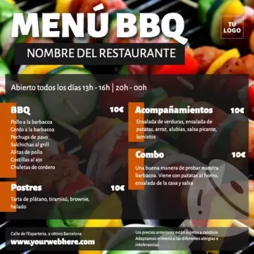 Edita un menú BBQ