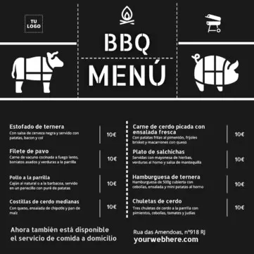 Edita un menú BBQ