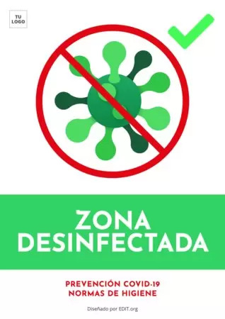 Edita un cartel de zona desinfectada