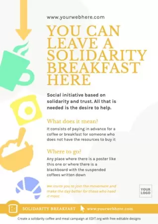 Publicar um cartaz de café da manhã solidário